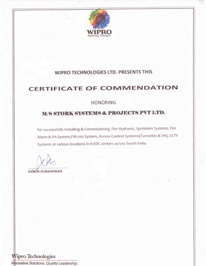 Wipro Technologies Certificate